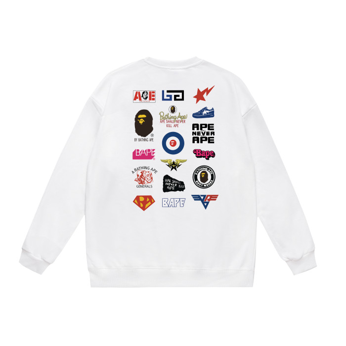 A Bathing Ape Letter Badge Print Hoodie White