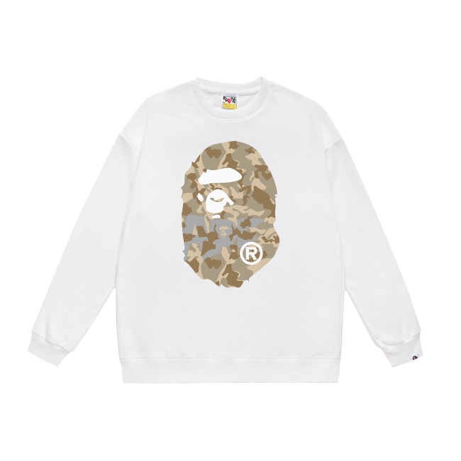 A Bathing Ape Camouflage Logo Print Hoodie White