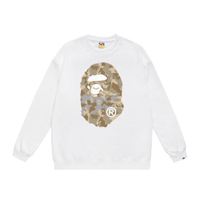A Bathing Ape Camouflage Logo Print Hoodie White