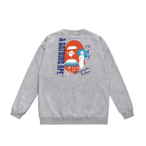 A Bathing Ape Mount Fuji Print Hoodie Grey