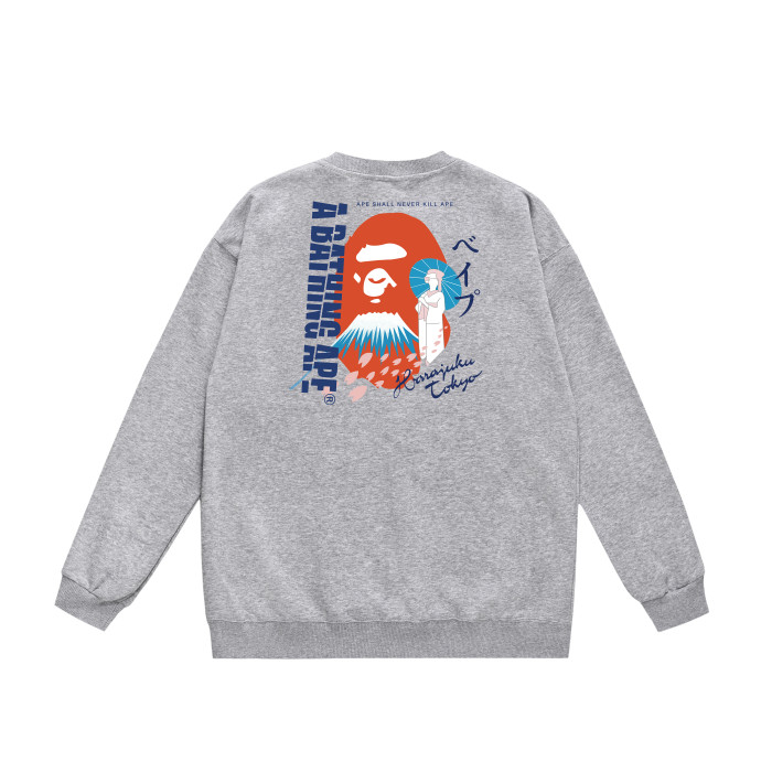 A Bathing Ape Mount Fuji Print Hoodie Grey