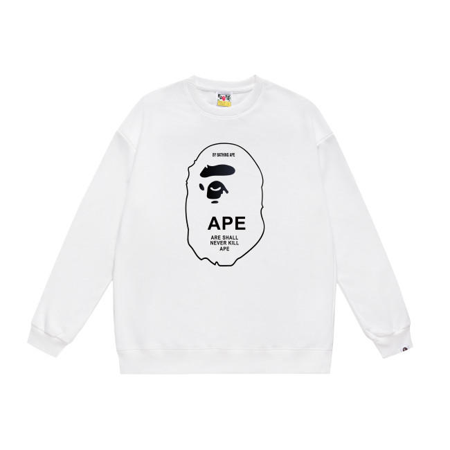 A Bathing Ape Logo Print Hoodie White