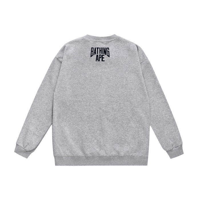 A Bathing Ape Logo Print Hoodie Grey