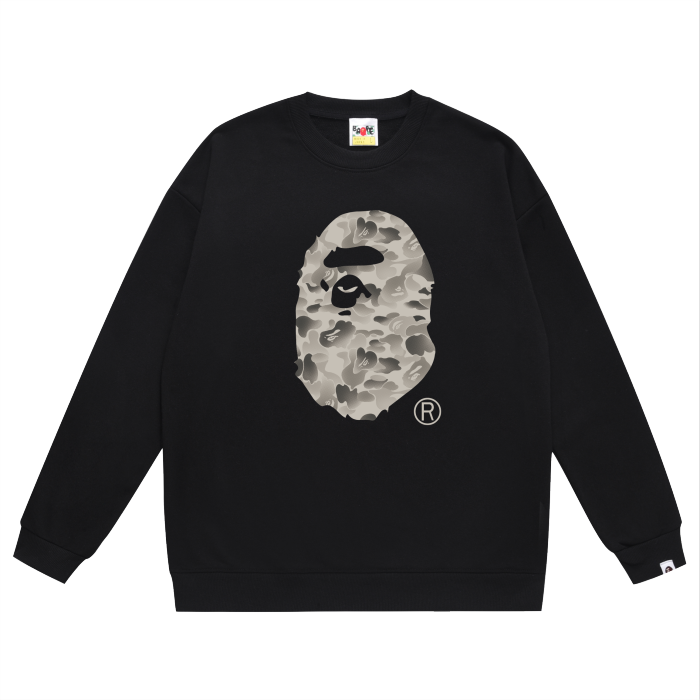 A Bathing Ape Logo Print Hoodie Grey