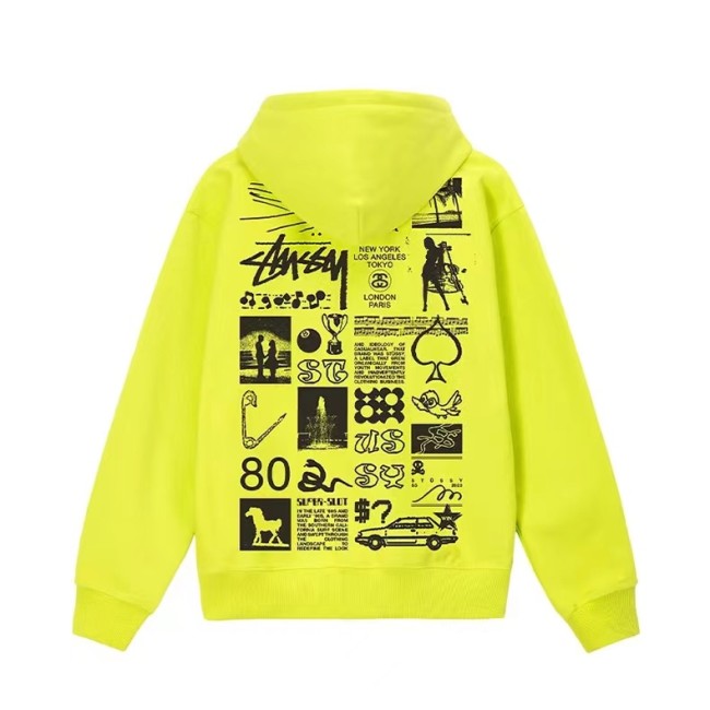 STUSSY COLLECTION OF ELEMENTS PRINT ZIPPER HOODIE YELLOW