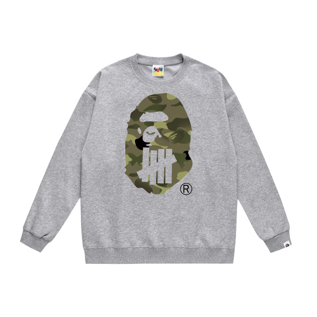 A Bathing Ape Youth Casual Striped Camouflage Print Hoodie Grey
