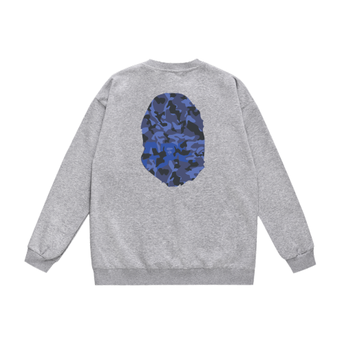 A Bathing Ape Blue Ape Head Print Hoodie Grey