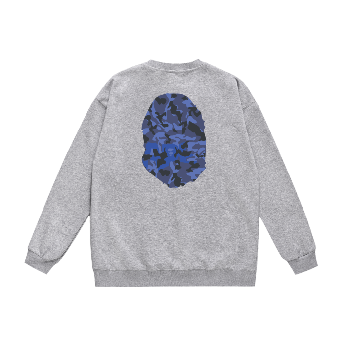 A Bathing Ape Blue Ape Head Print Hoodie Grey