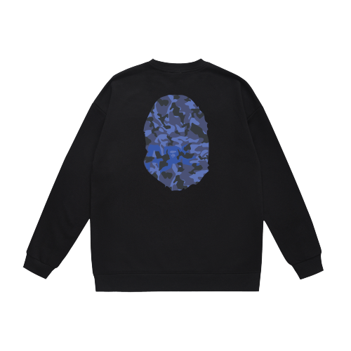 A Bathing Ape Blue Ape Head Print Hoodie Black