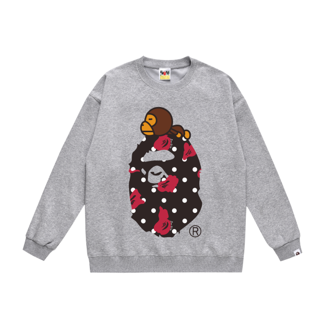 A Bathing Ape Big Baby Milo Logo Print Hoodie Grey