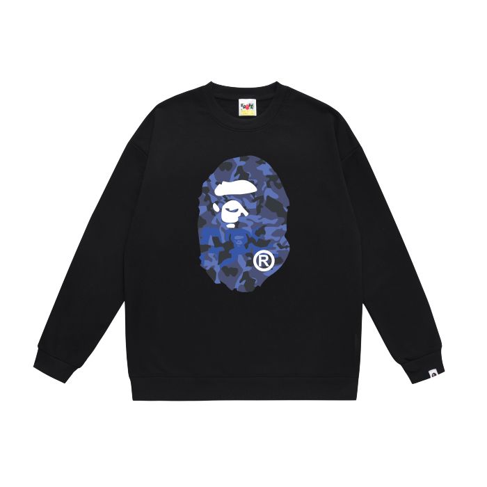 A Bathing Ape Blue Ape Head Print Hoodie Black