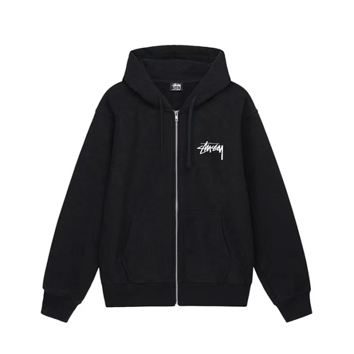 STUSSY COLLECTION OF ELEMENTS PRINT ZIPPER HOODIE BLACK
