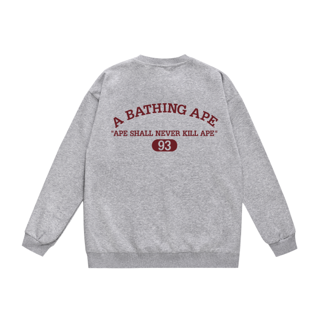 A Bathing Ape Letters Print Hoodie Grey