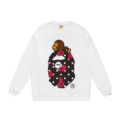 A Bathing Ape Big Baby Milo Logo Print Hoodie White