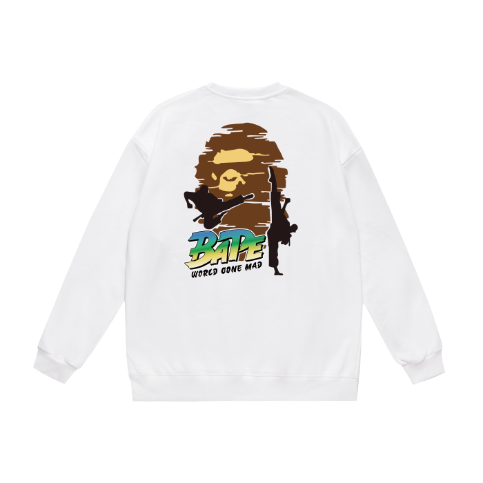 A Bathing Ape World Gone Mad Print Hoodie White