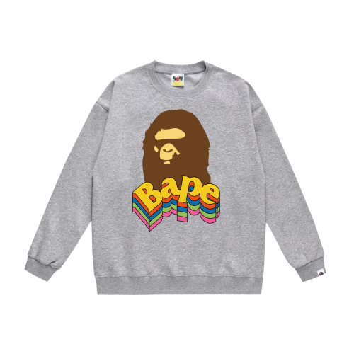 A Bathing Ape Rainbow Letters Print Hoodie Grey