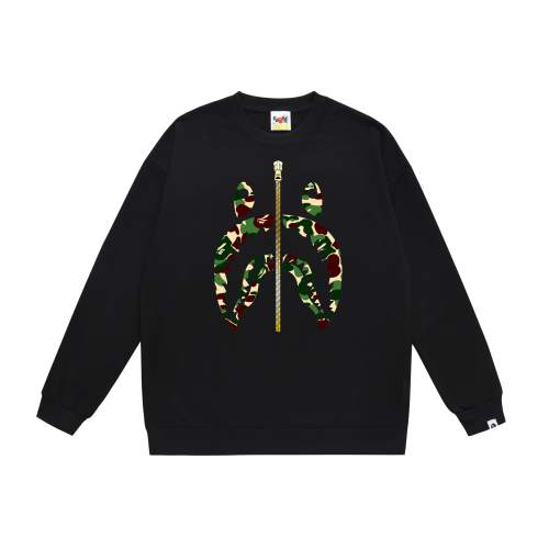 A Bathing Ape Basic Shark Head Print Zipper Hoodie Black