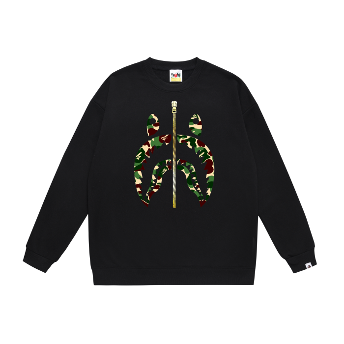 A Bathing Ape Basic Shark Head Print Zipper Hoodie Black