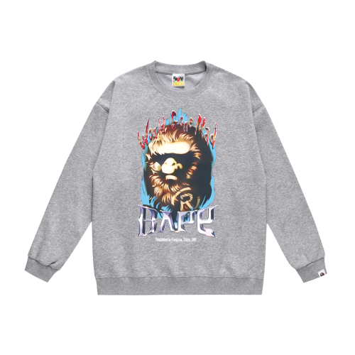 A Bathing Ape Oil Painting Ape Head Print Hoodie Grey