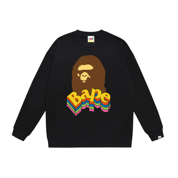 A Bathing Ape Rainbow Letters Print Hoodie Black