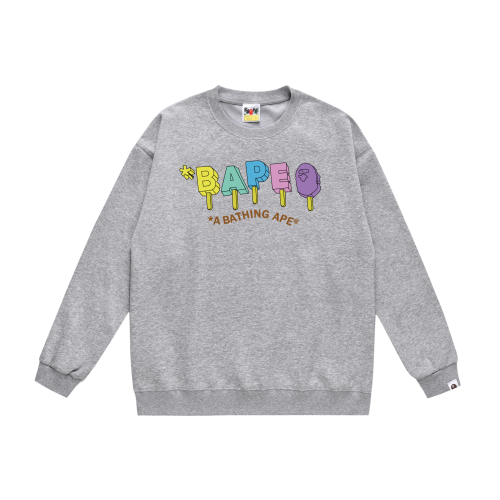 A Bathing Ape 3D Letters Print Hoodie Grey