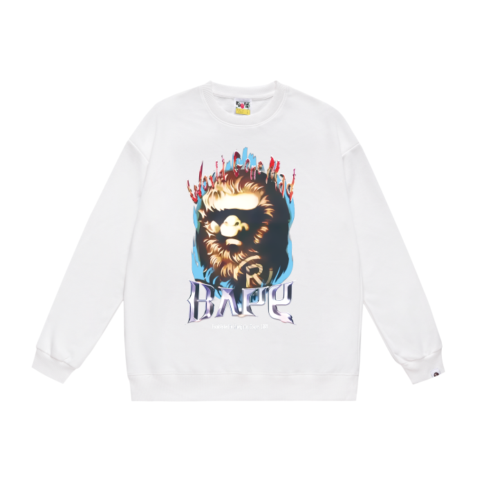 A Bathing Ape Oil Painting Ape Head Print Hoodie White