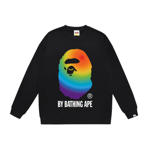 A Bathing Ape Rainbow Logo Print Hoodie Black