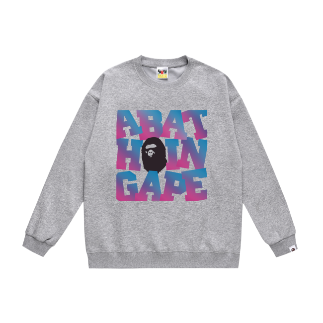 A Bathing Ape 3D Letters Print Hoodie Grey
