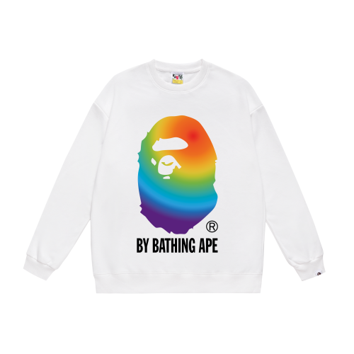 A Bathing Ape Rainbow Logo Print Hoodie White