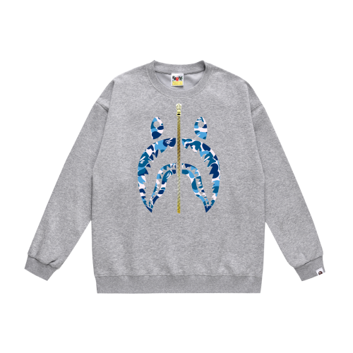 A Bathing Ape Basic Shark Head Print Zipper Hoodie Grey