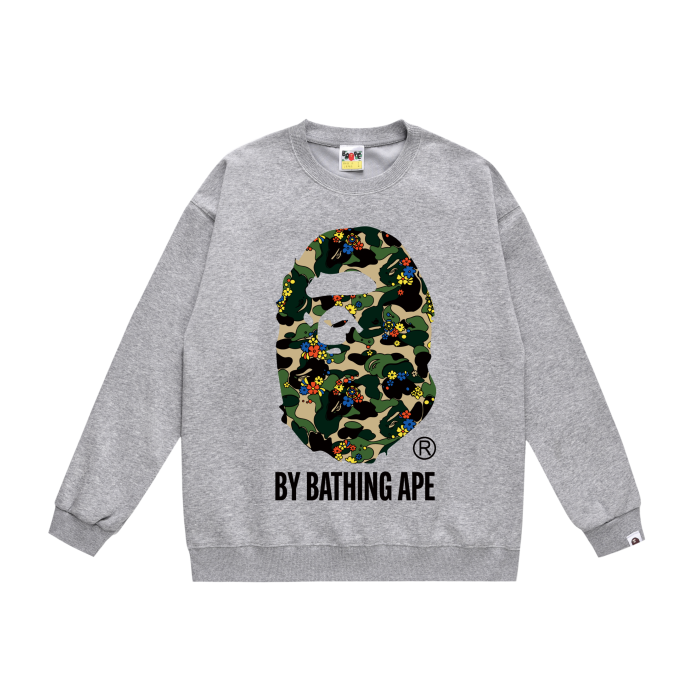A Bathing Ape Camouflage Flower Print Hoodie Grey