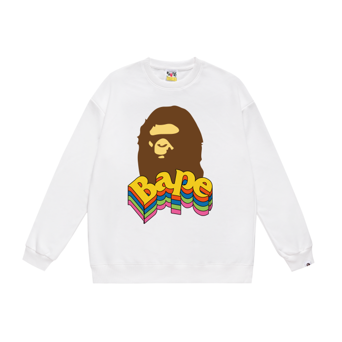 A Bathing Ape Rainbow Letters Print Hoodie White