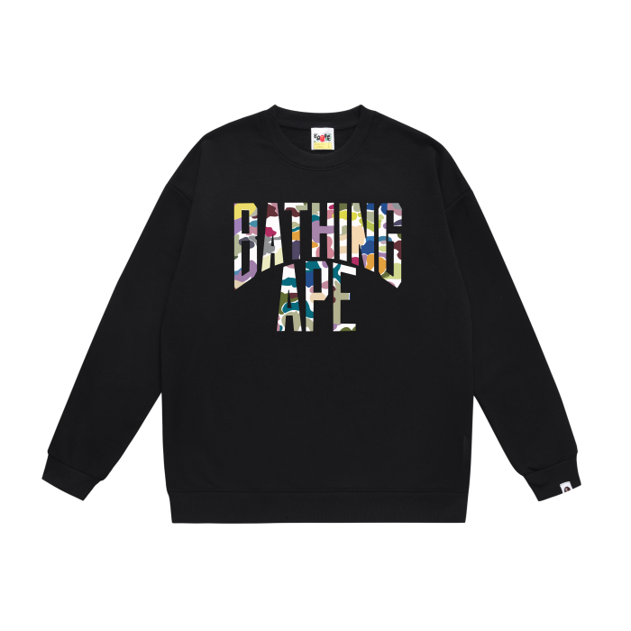 A Bathing Ape Colored Letters Print Hoodie Black
