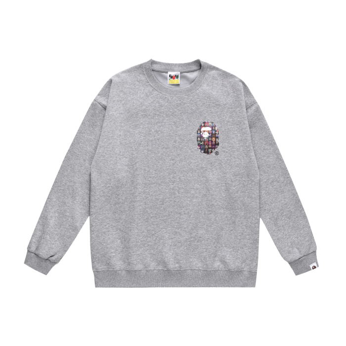 A Bathing Ape Letters Logo Print Hoodie Grey