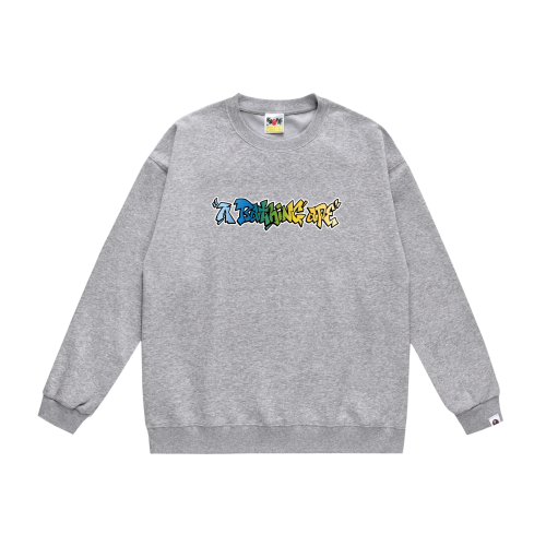 A Bathing Ape Graffiti Logo Print Hoodie Grey