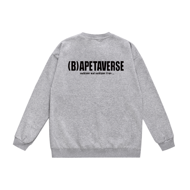 A Bathing Ape Letters Logo Print Hoodie Grey