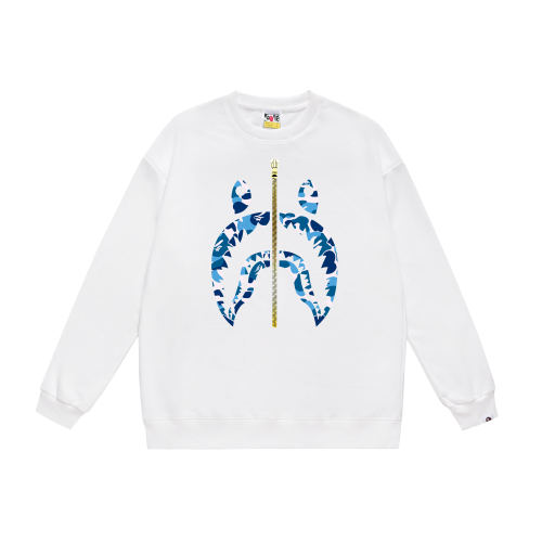 A Bathing Ape Basic Shark Head Print Zipper Hoodie White