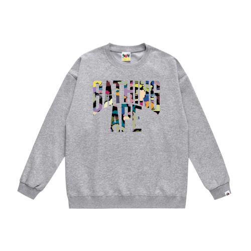 A Bathing Ape Colored Letters Print Hoodie Grey