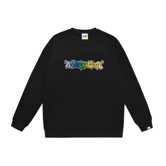 A Bathing Ape Graffiti Logo Print Hoodie Black