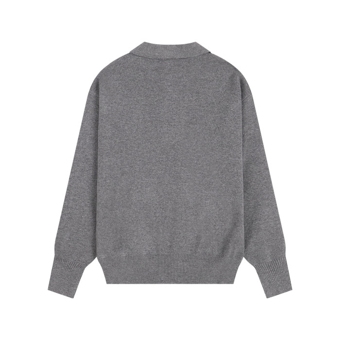 AMI Small Logo Button Polo Sweatshirt Grey
