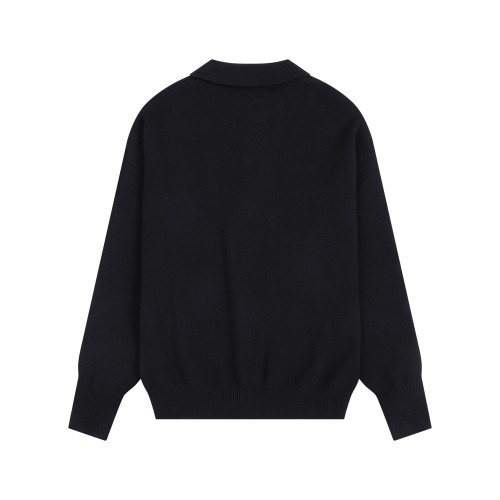 AMI Small Logo Button Polo Sweatshirt Black