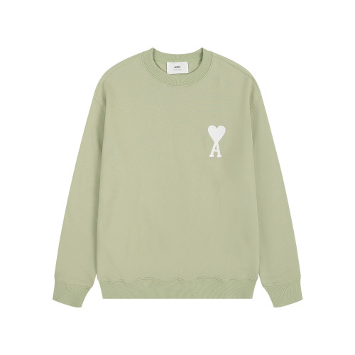 AMI White Heart Logo Hoodie Light Green