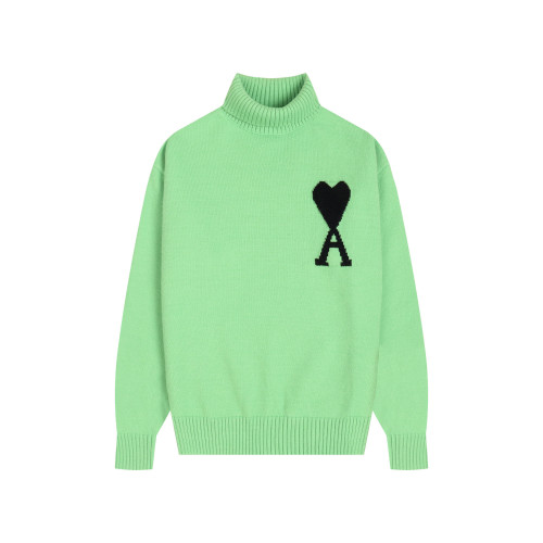 AMI Big Logo Turtleneck Sweater Green