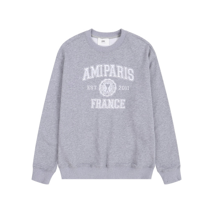 AMI Paris Retro Hoodie Grey