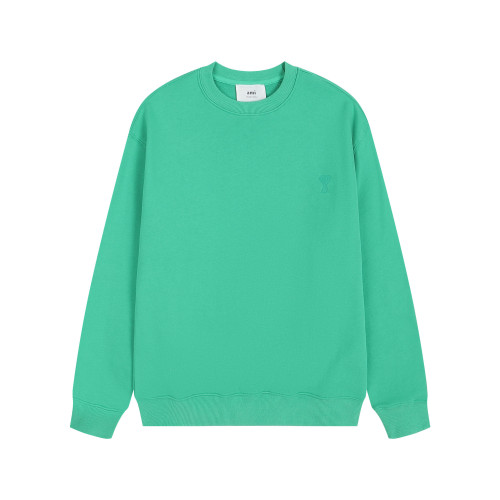 AMI Solid Color Crew Neck Hoodie Green