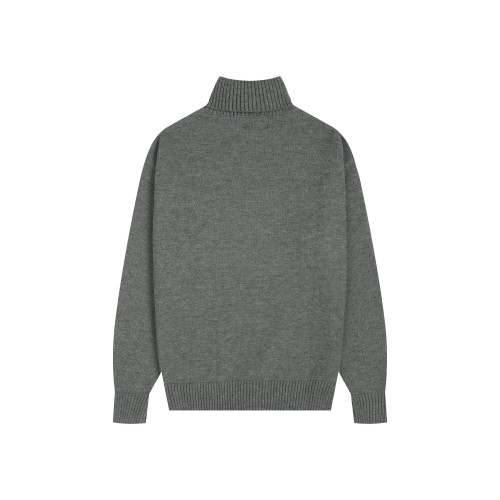 AMI Big Logo Turtleneck Sweater Grey