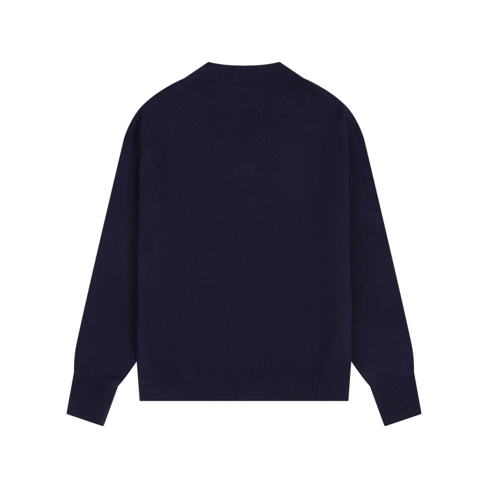 AMI Small Logo V-neck Button Sweater Black