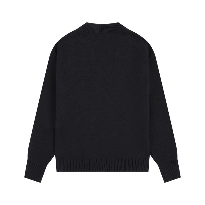 AMI Big Logo V-neck Button Sweater Black