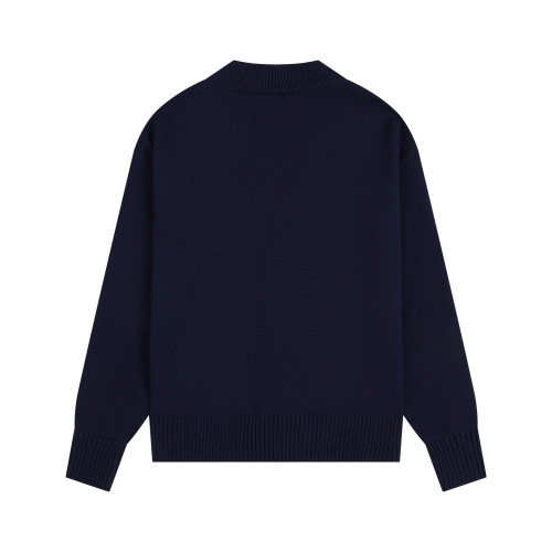 AMI Big Logo Button Sweater Navy