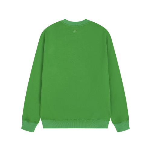 AMI Solid Color Crew Neck Hoodie Grass Green